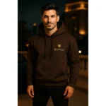 Hanorac bărbați personalizat ciocolată dark din bumbac premium cu glugă reglabilă și buzunar frontal, hanorac modern iRealPrint pentru stil urban elegant și confort zilnic