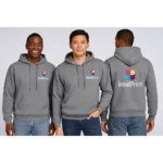 Hanorac bărbați personalizat graphite din bumbac premium cu glugă reglabilă și buzunar frontal tip kangaroo, design modern iRealPrint pentru branding profesional, confort zilnic și stil urban masculin contemporan