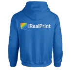 Hanorac bărbați personalizat albastru regal din bumbac premium cu glugă reglabilă și buzunar frontal tip kangaroo, design iRealPrint modern ce evidențiază confortul materialului, croiala masculină și stilul urban contemporan