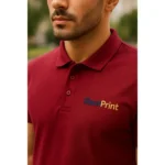 Tricou polo bărbați personalizat garnet cu logo iRealPrint aplicat prin transfer termic, design business elegant pentru branding profesional