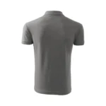 Spate tricou polo bărbați personalizat gri închis cu croială ergonomică, ideal pentru uniforme corporate și branding profesional