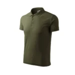 Tricou polo bărbați personalizat militar prezentat din perspectivă laterală pe fundal alb, croială masculină modernă și design business casual