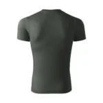 Spate tricou unisex personalizat gri ardezie prezentat pe fundal neutru, croială modernă potrivită pentru personalizare cu logo sau mesaj