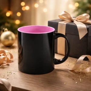 Cana termosensibila personalizata roz pastel prezentata intr-o cutie cadou premium cu panglica, ideala pentru surprize memorabile si cadouri personalizate