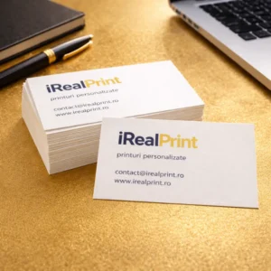 Cărți de vizită personalizate din carton premium 350 g, ideale pentru companii și profesioniști care doresc o prezentare elegantă