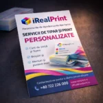 Flyer A5 personalizat realizat prin tipar profesional pentru promovarea serviciilor de print și materialelor publicitare.