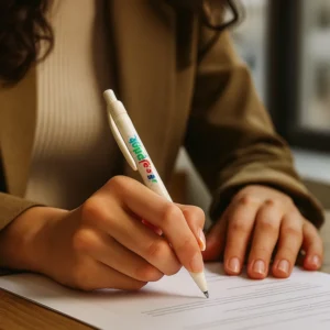 Pix eco alb din paie de grâu personalizat cu logo utilizat în campanii promoționale corporate