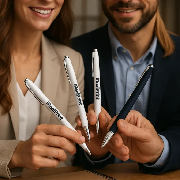 Pix metalic aluminiu personalizat Hello argintiu utilizat într-o întâlnire de echipă în mediul business, pix promoțional metalic personalizat cu logo pentru conferințe și branding corporate