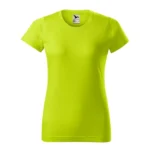 Spate tricou damă personalizat lime prezentat pe fundal neutru pentru evidențierea croielii feminine