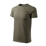 Tricou damă personalizat army fotografiat din perspectivă laterală pentru evidențierea croielii feminine și a formei produsului