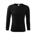 Detaliu bluză bărbați personalizată neagră cu logo iRealPrint aplicat prin transfer termic profesional și contrast vizual puternic