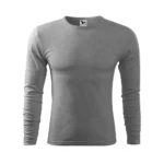 Bluză bărbați personalizată gri închis cu mânecă lungă din bumbac premium și croială masculină modernă pentru branding vestimentar