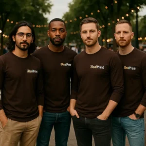 Bluză bărbați personalizată cafea cu mânecă lungă realizată din bumbac premium cu croială masculină modernă pentru branding vestimentar