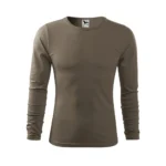 Bluză bărbați personalizată verde army cu mânecă lungă realizată din bumbac premium și croială masculină modernă