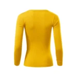 Vedere din spate a unei bluze damă personalizate galben, croială feminină modernă și design simplu ideal pentru personalizare