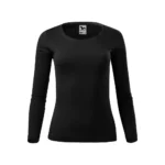 Bluză damă personalizată neagră prezentată frontal, croială feminină modernă și design elegant ideal pentru personalizare logo