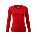 Bluză damă personalizată roșie prezentată frontal, croială feminină modernă și design elegant ideal pentru personalizare logo