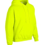 Hanorac personalizat bărbați neon prezentat din unghi lateral pe fundal neutru, evidențiind croiala și materialul premium