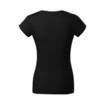 Spatele unui tricou damă negru cu anchior în V, design simplu elegant și material bumbac premium potrivit pentru personalizare