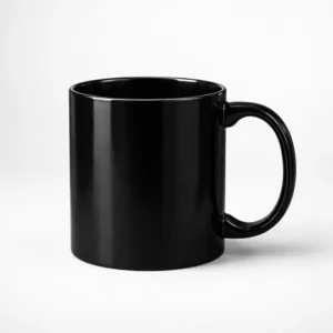 Cana termosensibila personalizata negru onyx fotografiata pe fundal neutru, evidentiind finisajul lucios si suprafata pregatita pentru personalizare