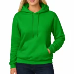 Hanorac dama verde irish prezentare produs pe fundal simplu, vedere frontala clara si forma definita pentru e-commerce