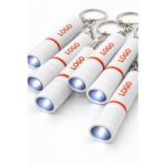 Set brelocuri cu lanternă LED personalizate roșu, prezentare de grup pentru campanii comerciale și branding cu memorabilitate ridicată
