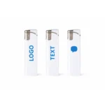 Brichete slim personalizate albe cu variante de personalizare logo, text sau simbol grafic. Produse promoționale versatile potrivite pentru campanii de marketing, evenimente și branding vizual.