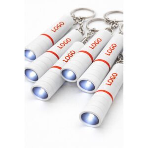 Set brelocuri cu lanternă LED personalizate roșu, prezentare de grup pentru campanii comerciale și branding cu memorabilitate ridicată