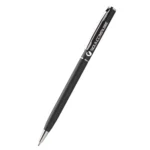 Pix metalic aluminiu slim negru prezentat ca obiect corporate premium pentru conferințe, întâlniri de afaceri și branding profesional