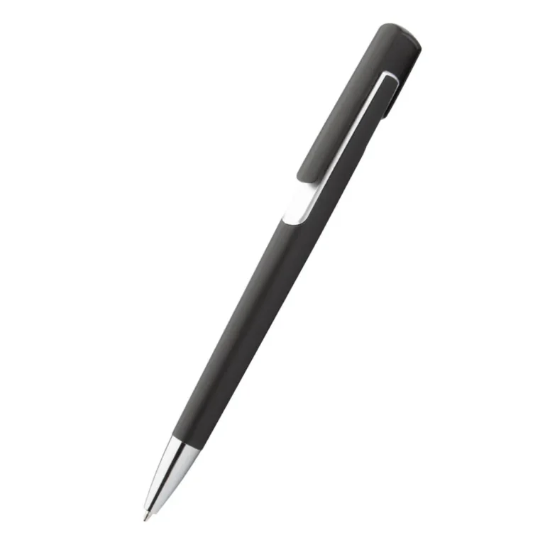 Pix plastic personalizat Nuba Black argintiu evidențiind designul modern cu corp negru și accente argintii, produs promoțional pentru branding profesional