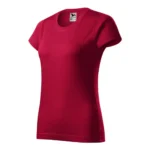 Tricou damă personalizat roșu Marlboro prezentat din perspectivă trei sferturi pentru evidențierea croielii feminine