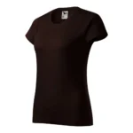 Tricou damă personalizat cafea prezentat frontal pe fundal neutru, croială feminină modernă și suprafață ideală pentru personalizare