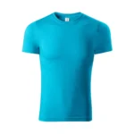 Tricou unisex turcoaz prezentat frontal pe fundal simplu, model din bumbac ideal pentru personalizare cu logo sau design