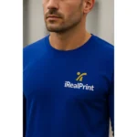 Bluză bărbați personalizată albastru regal cu mânecă lungă realizată din bumbac premium și croială masculină modernă