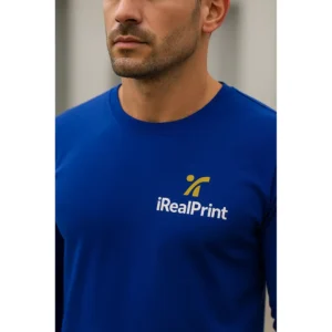 Bluză bărbați personalizată albastru regal cu mânecă lungă realizată din bumbac premium și croială masculină modernă