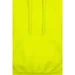 Detaliu hanorac personalizat bărbați neon cu accent pe buzunarul frontal și textura materialului