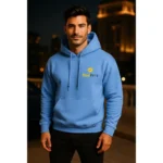 Hanorac bărbați personalizat albastru carolina din bumbac premium cu glugă reglabilă și buzunar frontal tip kangaroo, design iRealPrint modern care evidențiază croiala masculină, confortul materialului și stilul urban contemporan