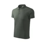 Tricou polo bărbați personalizat gri ardezie văzut din perspectivă laterală, evidențiind croiala ergonomică și stilul business casual modern