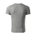 Spate tricou unisex personalizat gri închis prezentat pe fundal neutru, croială modernă potrivită pentru personalizare cu logo sau mesaj