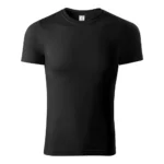 Tricou unisex culoare negru prezentat frontal pe fundal simplu, model premium potrivit pentru personalizare și branding profesional