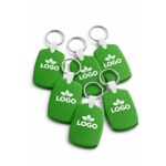 Set brelocuri cu fisă de cumpărături personalizate verde, accesorii promoționale din plastic ideale pentru distribuție și campanii corporate