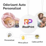 Odorizante auto rotunde personalizate prezentare beneficii, produs promotional eficient pentru branding si cadouri