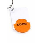 Set brelocuri dreptunghiulare cu FISĂ de cumpărături portocalii personalizate, accesorii promoționale pentru campanii dinamice și distribuție în masă