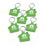 Set de brelocuri verzi în formă de casă personalizate, ideale pentru campanii promoționale B2B și agenții imobiliare
