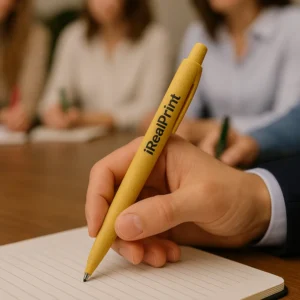 Pix sustenabil galben din paie de grau personalizat utilizat in conferinte si evenimente business