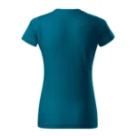 Spate tricou damă personalizat albastru petrol cu design simplu și material bumbac premium, suprafață pregătită pentru personalizare