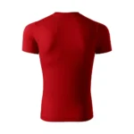 Spate tricou unisex roșu prezentat pe fundal simplu, croială universală ideală pentru personalizare cu logo sau mesaj