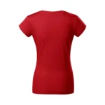 Spatele unui tricou damă roșu cu anchior în V, design minimalist și material bumbac premium potrivit pentru personalizare