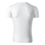 tricou-unisex-alb-produs-spate-croiala-universala Spate tricou unisex alb prezentat pe fundal simplu, design minimalist și croială universală potrivită pentru personalizare