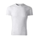 Tricou unisex culoare gri deschis prezentat frontal pe fundal neutru, model modern din bumbac ideal pentru personalizare cu logo